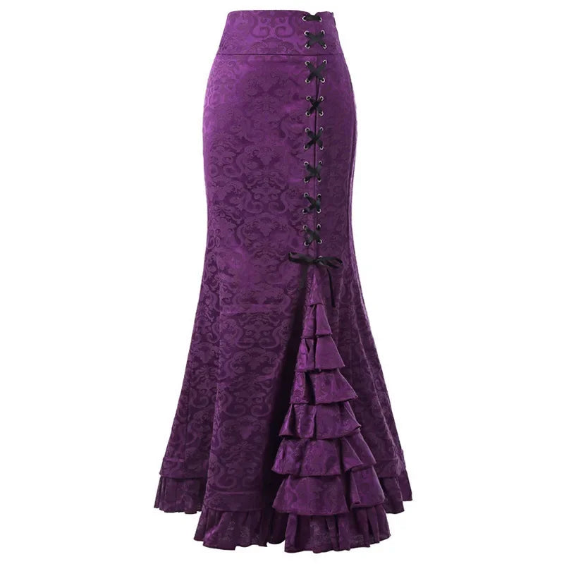 Raven Brocade Gothic Maxi Skirt