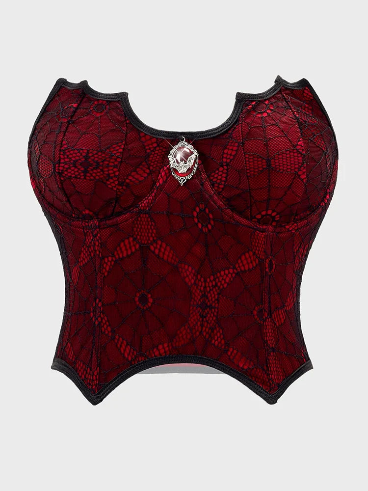 Crimson Web Gothic Corset Top