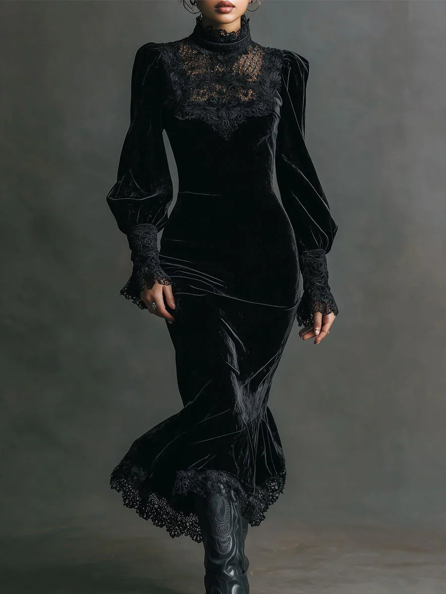 Velvet Mourning Gothic Maxi Dress
