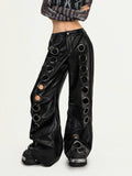 Obsidian Ring Gothic Wide-Leg Pants