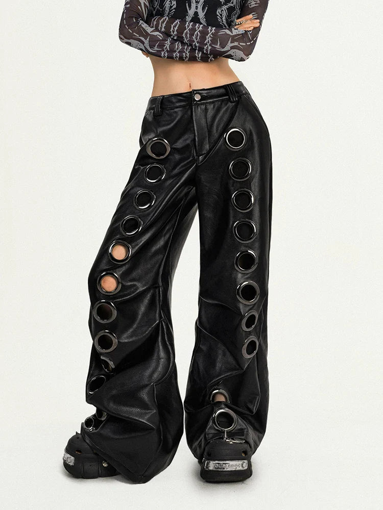 Obsidian Ring Gothic Wide-Leg Pants