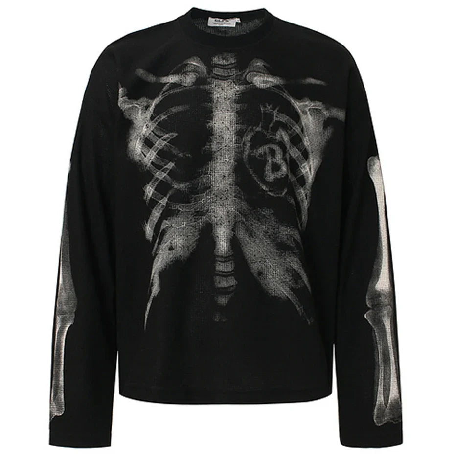 Ribcage Shadow Gothic Long Sleeve Top