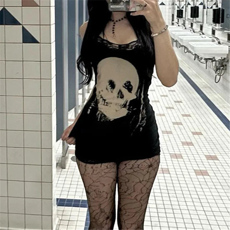 Skull Siren Gothic Mini Dress